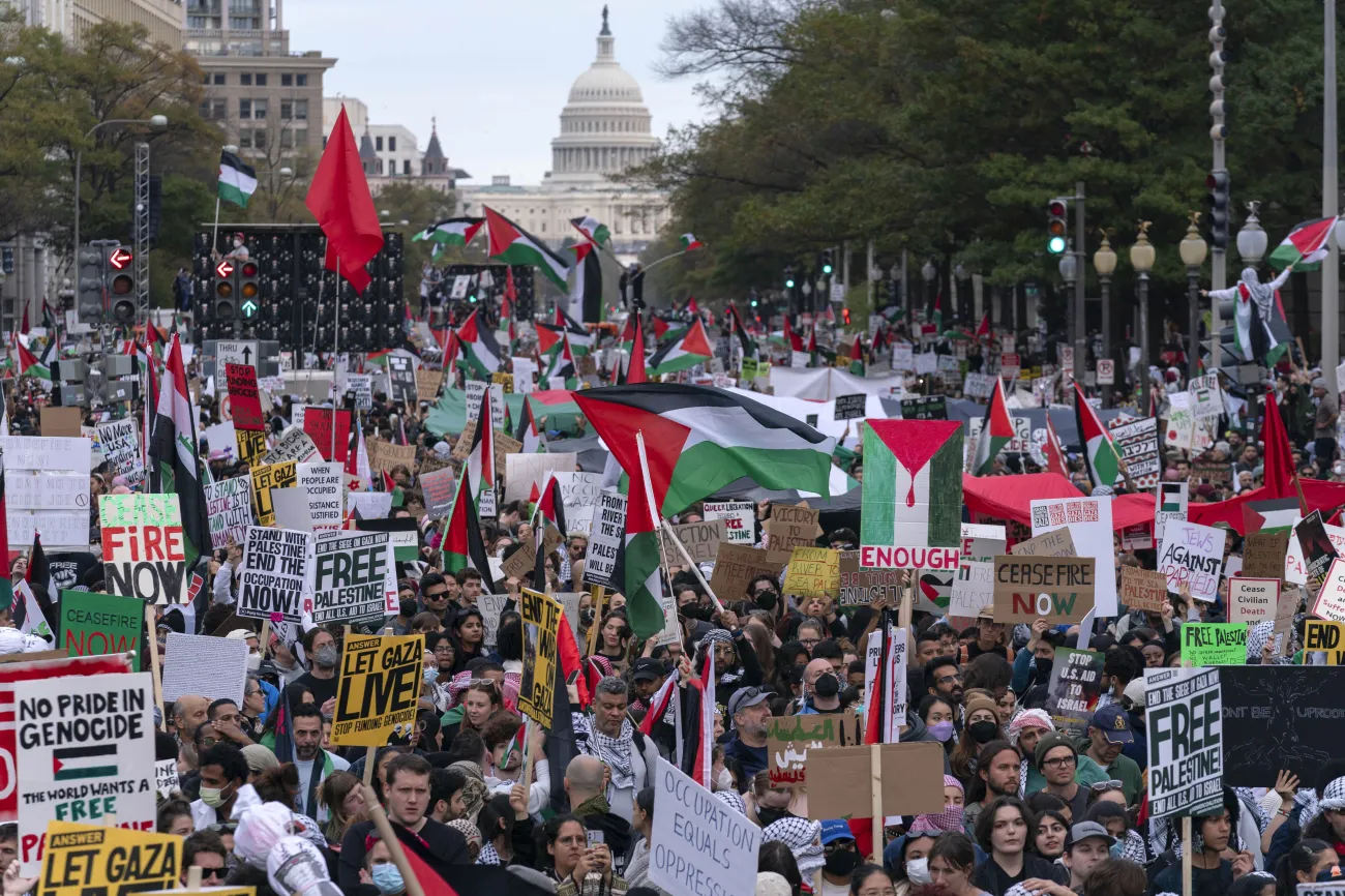 Hundreds of Thousands in the U.S. and Elsewhere Protest Genocidal Bombing of Gaza