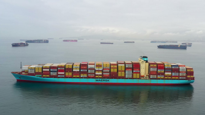 container ships backed up off Southern California